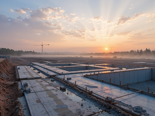 污水处理厂施工现场，现代化设备安装调试，技术人员正在操作，展现高科技环保设施