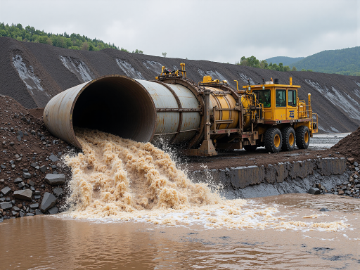 河道治理工程现场，清澈水流蜿蜒流淌，两岸绿树成荫，展现河道生态治理成效